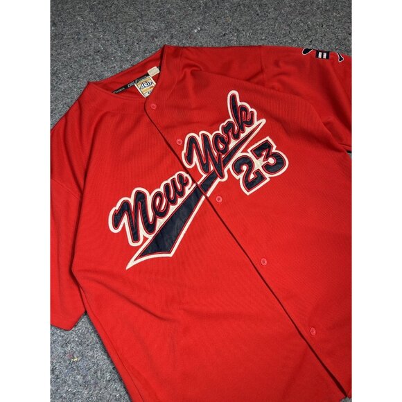 Vintage DELF New York Baseball Jersey Men's Button Up Red Embroidered #23 XXL - Picture 2 of 11